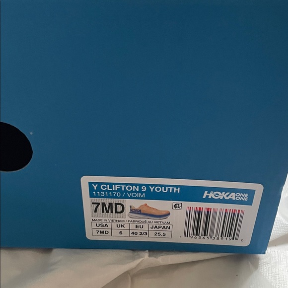 Hoka Y Clifton 9 Youth Sneakers in Orange and Blue Size-7 MD NWT - Picture 11 of 12